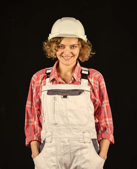 Construction Worker Woman Builder In Hardhat Girl Engineer Or