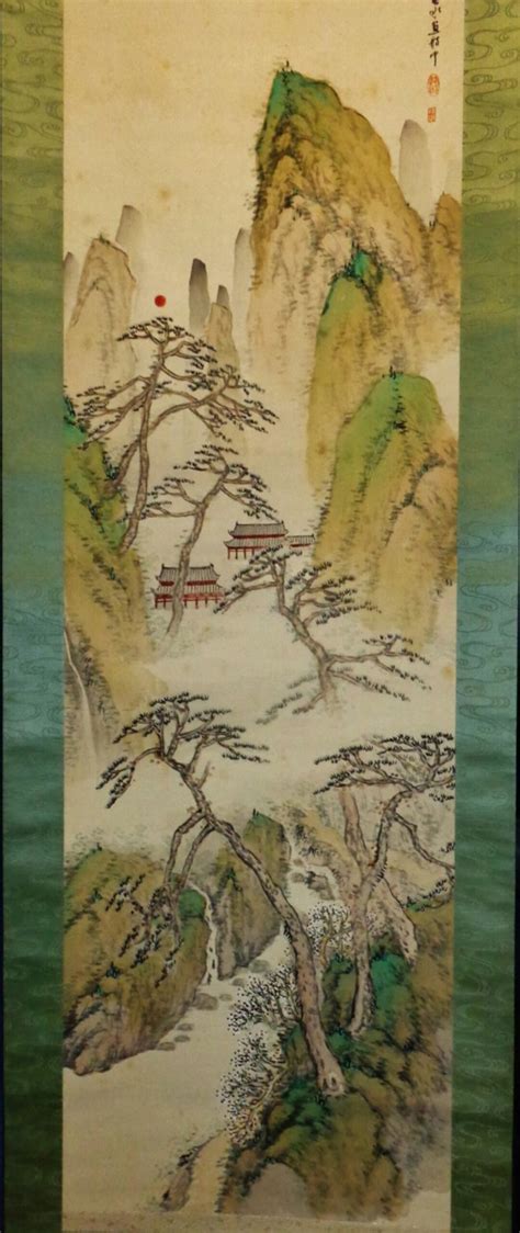 Vintage Japanese Watercolor On Silk Fiber Painting Scroll Fine Etsy