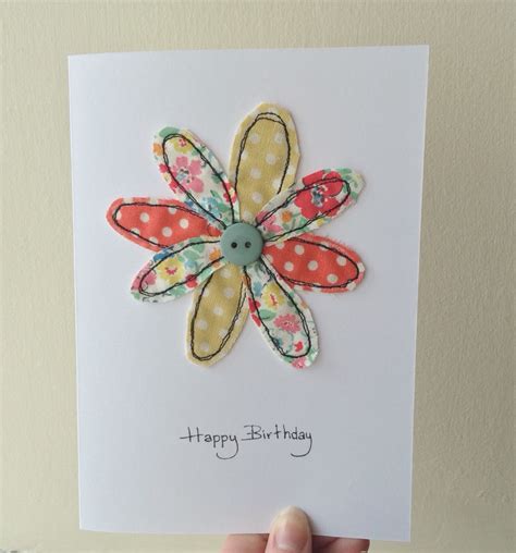 Handmade Free Motion Machine Embroidery Birthday Card Made By