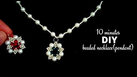 10 Minutes Diy Beaded Necklacependant Jewelry Making Tutorial Beaded Necklace Youtube