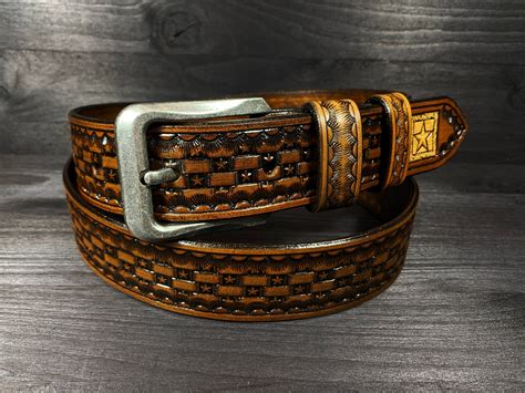 Western Style Leather Belt Stars Leather Belt Mens Leather Belt