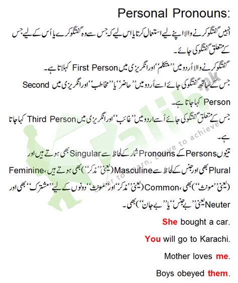 Personal Reflexive Relative Pronoun Definition In Urdu With Examples