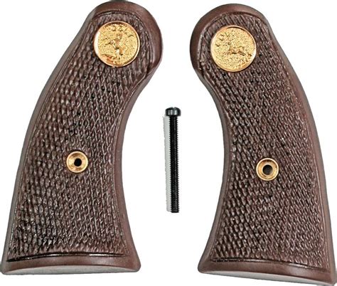 Colt Police Positive Royalwood Revolver Grips Checkered With Medallions
