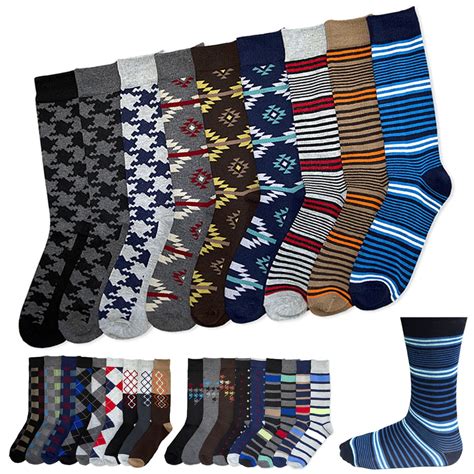 Alltopbargains 6 Pairs Men S Colorful Dress Socks Fun Funky Assorted Color Patterned Size 10