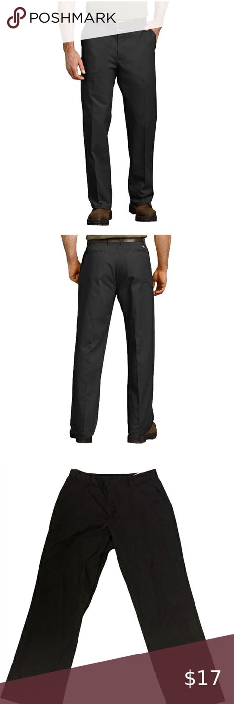 Genuine Dickies Mens Relaxed Fit Straight Leg Flat Front Flex Pants In