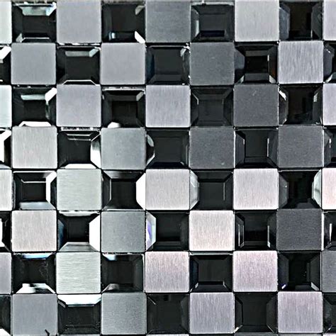 Glass Mosaic Tiles Wall Mirror And Steel Squares Mosaic Wall Tiles 8mm Ebay