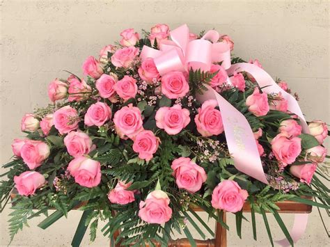 Heavenly Pink Rose Casket Spray Plumeria Botanical Boutique