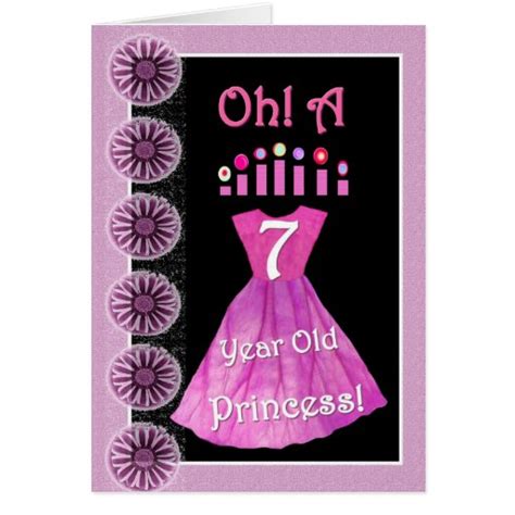 Pictures for 3rd birthday wishes. Happy 7th Birthday Princess - Pink Dress & Candles Card ...