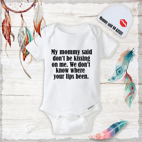 Mommy Said No Kisses Onesies With Lips With Hat Beanie Cute Etsy