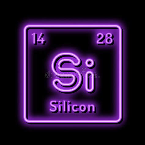 Silicon Chemical Element Neon Glow Icon Illustration Stock Vector