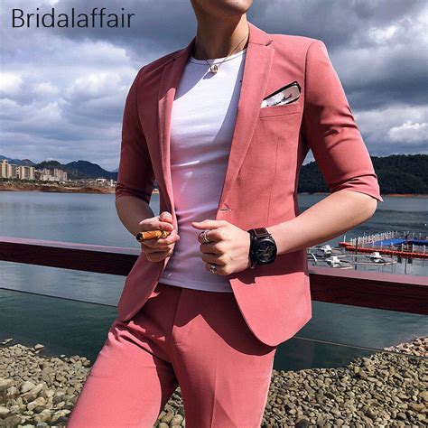 Buy Kuson Pink Men Suits Set 2018 Custom Made Slim Fit