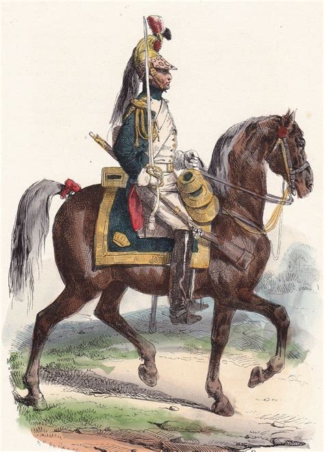 Gravure Xixe Dragon Cavalerie Napoléon Bonaparte Garde Impériale