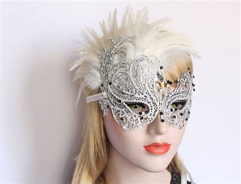 White Swan Masquerade Mask Feather Masquerade Wedding Mask White Bird