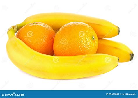 Fresh Ripe Bananas And Orange Fruits Stock Photo Image Of Eating