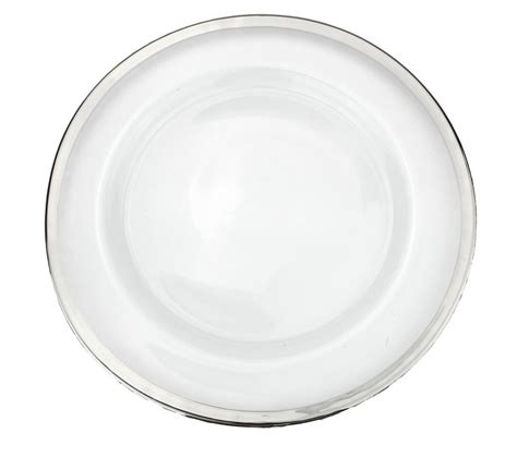 Clear Glass Charger 13 Inch Dinner Plate With Metallic Rim Set Of 4 Silver Uk