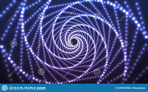 Glowing Infinite Twisted Tunnel Fractal Geometry Abstract Background