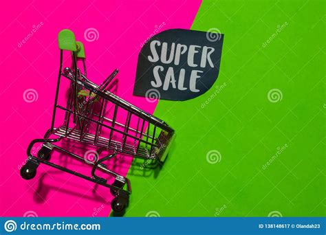 Super Sale Text And Shopping Cart Discount And Promotion Business
