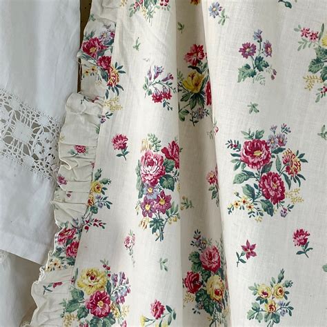 Shabby Chic Farmhouse Curtain Vintage From France 1940s Yellow Etsy