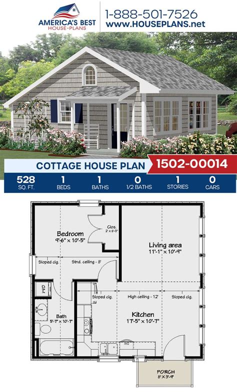House Plan 1502 00014 Cottage Plan 528 Square Feet 1 Bedroom 1