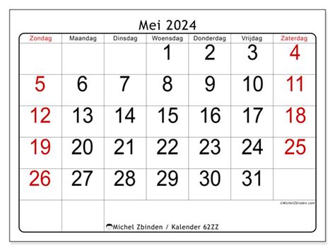 Kalender Mei 2024 Om Af Te Drukken “53zz” Michel Zbinden Sr
