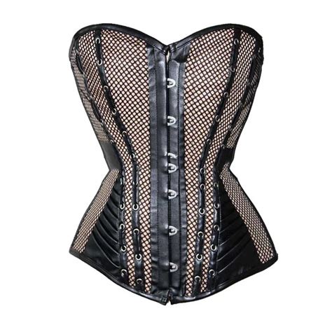 Black Leather Steampunk Corset Women Sexy Corsets And Bustiers Vintage Gothic Clothing Corselete