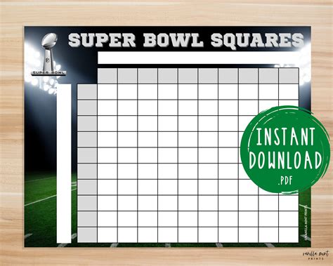 Super Bowl Squares Game Super Bowl Party Games Printable Etsy
