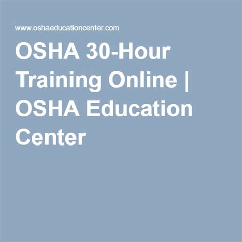 Osha 30 Hour Training Online Online Training Train Osha