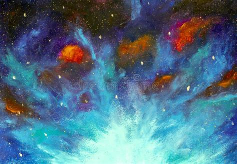 Abstract Cosmic Space With Bright Stars Oil Paintings Fantasy Art