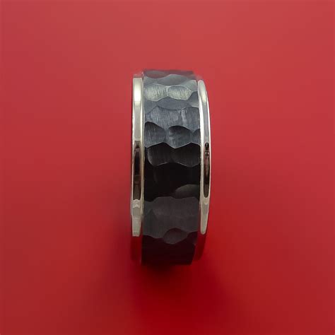 Black Zirconium Rock Hammer Finish Ring Custom Made Band Stonebrook