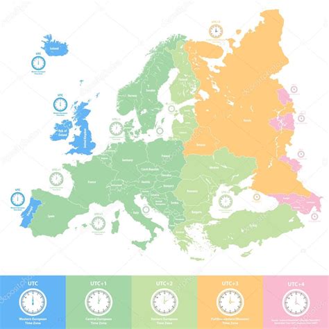 In europa gibt es verschiedene zeitzonen. Karte der europäischen Zeitzonen — Stockvektor © Jktu_21 ...