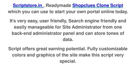 Ppt Best Readymade Shopclues Clone Script Scriptstore In Powerpoint