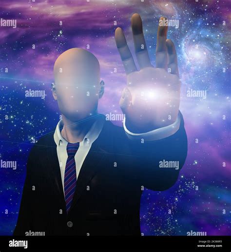 Anonymous Figure Radiates Light From Hand 3d Rendering Stock Photo Alamy