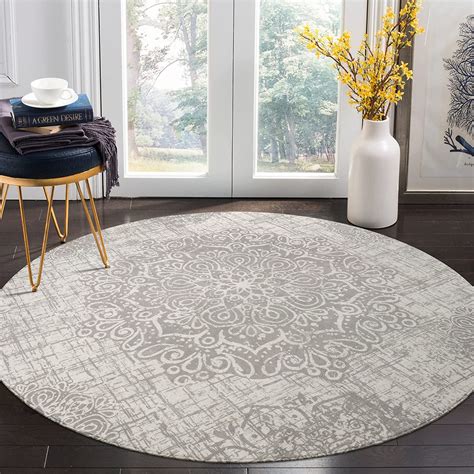 Lahome Medallion Round Rugs 6ft Washable Round Area Rugs For Living