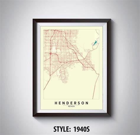 Map Of Henderson Nv Henderson Map Henderson Poster Office Décor Wall