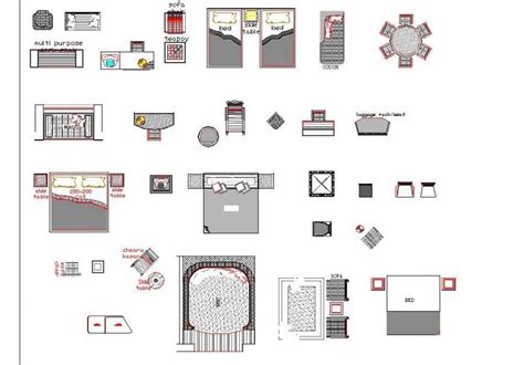 Different Bedroom Furniture Blocks Layout File In Autocad Format Cadbull