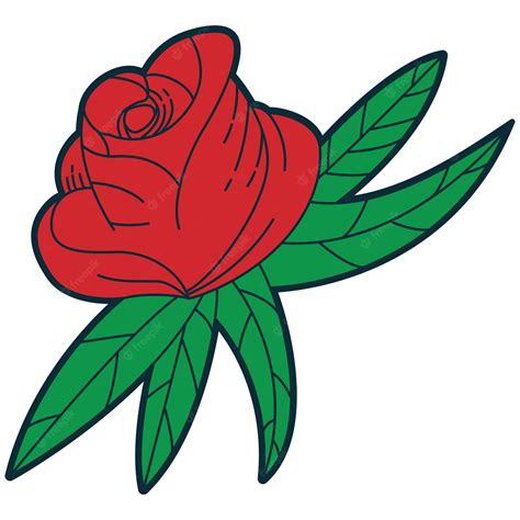 Premium Vector Red Rose Cartoon Traditional