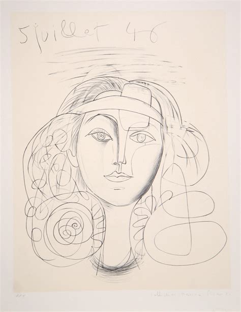 Lot Pablo Picasso Portrait De Femme Lithograph