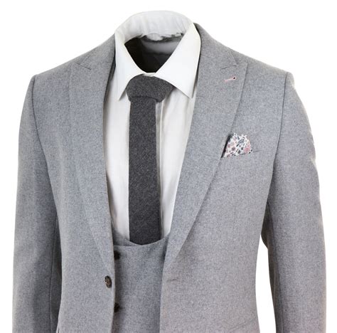 Mens Grey 3 Piece Wool Suit Buy Online Happy Gentleman United States