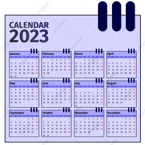 Calendario 2023 Calendario Blu Minimalista Semplice Calendario 2023