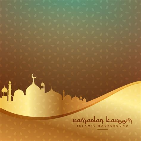 Beautiful Islamic Background With Golden Mosque Download Free Vector