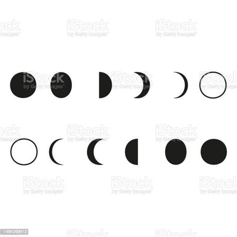 Moon Phases Icon Night Space Astronomy Nature Moon Phases Sphere Shadow