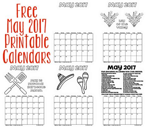 Printable May Calendars Holiday Favorites