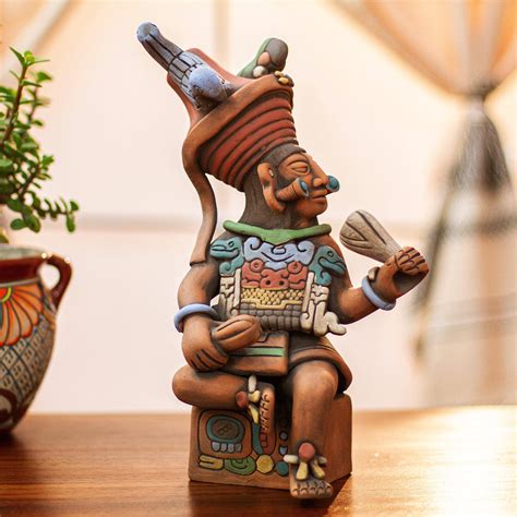 Kiva Store Original Signed Ceramic Sculpture Of Antique Maya Governor