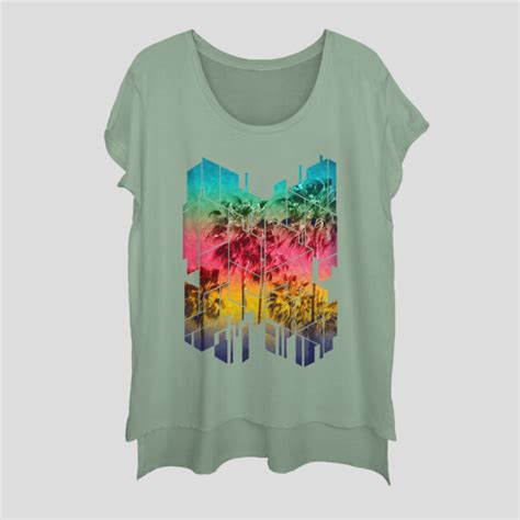 Colorful Geometric Sunset Summer Palm Beach T Shirt By Geof Design By