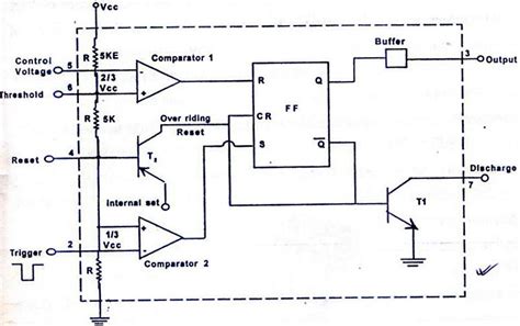 Although the schematic looks correct, this basic circuit may actually have a few negative aspects. magicelectronics: Block Diagram of "555 TIMER IC"