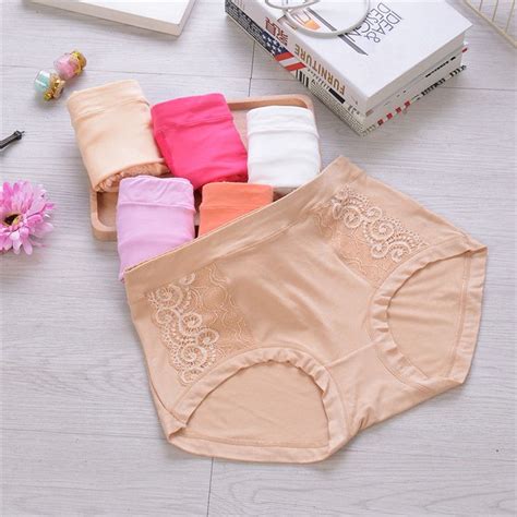 326 bamboo fiber modal female sexy underwear lace high rise briefs wholesale lingerie women s