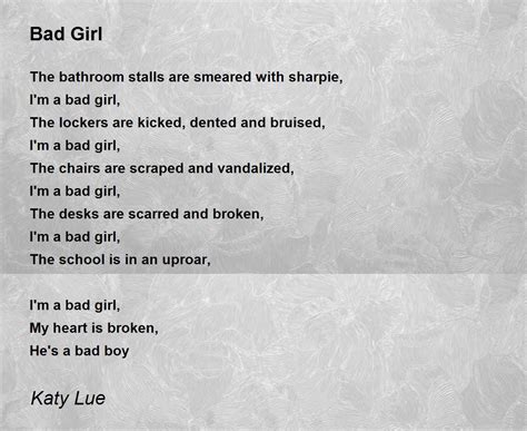 Bad Girl Bad Girl Poem By Katy Lue