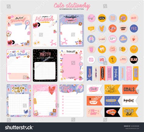 Collection Weekly Daily Planner Note Paper Stock Vector Royalty Free