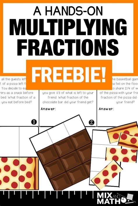 Hands On Math Multiplying Fractions Math Fraction Activities