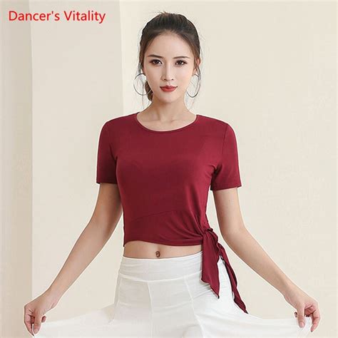 Latin Dance Short Sleeved Shirt Practice Clothing New Female Adult Sexy Modal Tops Profession